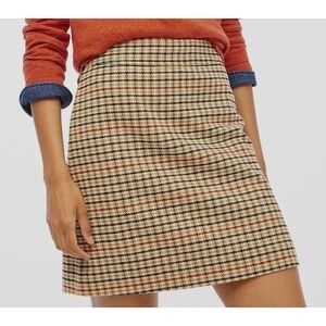 NWT J. Crew Tan Plaid Wool Blend A-Line Mini Skirt Preppy Holiday Women's 2 $89
